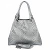 Stylowa Torebka Skórzana Shopper Bag Srebrna